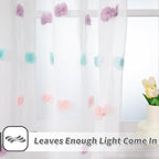 MYSKY HOME Rainbow Curtains for Bedroom Nursery Pom Pom Curtains Kids 84 Inch Length Long White Sheer Curtains 2 Panels Set for Living Room Girls Room Rod Pocket Farmhouse Dining Room 52 x 84 inch