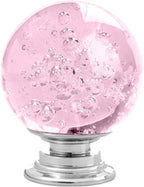 12 Pcs 30mm Round Shape Bubble Crystal Glass Cabinet Knobs with Screws Drawer Knob Pull Handle Used for Kitchen, Dresser, Door, Cupboard (Pink)