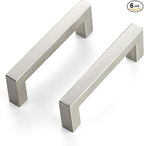 JOY DECOR 6 Pack Cabinet Handles, Brushed Nickel Cabinet Pulls, 3-3/4 Inch Kitchen Closet Handles Square Drawer Pulls Stainless Steel Drawer Hardware, 96mm Hole Centers