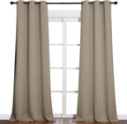 NICETOWN Patio Glass Door Blackout Curtains for Bedroom/Living Room, Privacy Panel Drapes for Dining and Guest Room (Taupe, 42 inches Wide x 90 inches Long, 1 Pair)