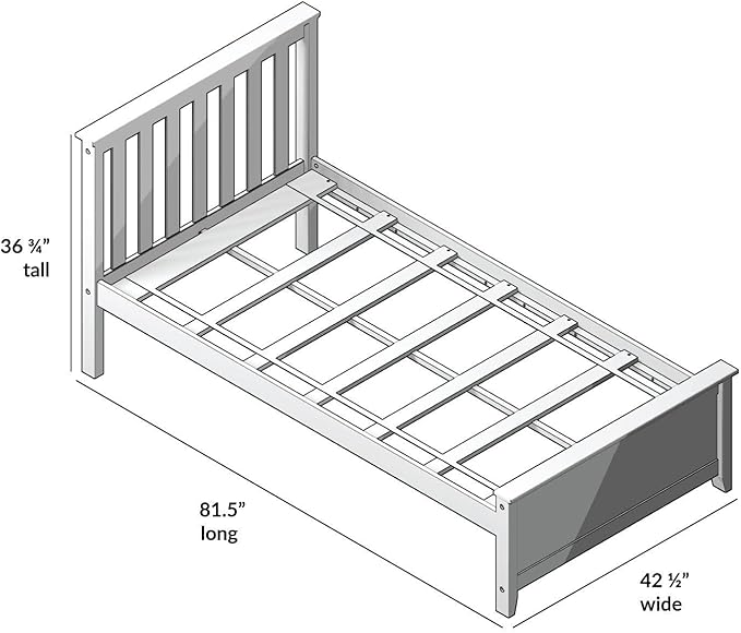 Plank+Beam Solid Wood Twin Bed Frame, Platform Bed with Headboard, Clay