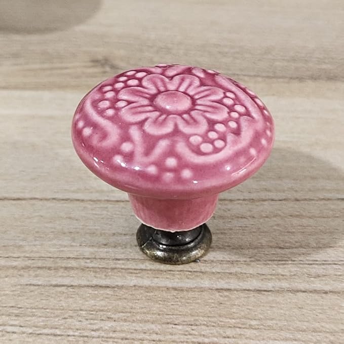 HUAMULAN 15 PCS Cabinet Knobs Glossy Ceramic Dresser Mushroom Table Drawer Cupboard Pull Furniture DIY Wardrobe Solid Color Vintage Handle,with 3 Size Mounting Screws