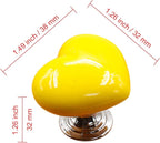 HUAMULAN 10PCS Heart Shape Glossy Ceramic Knobs Cabinet Dresser Pulls Door Handles Cupboard Wardrobe Drawer Backplate,Yellow