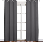 NICETOWN Noise Reducing Blackout Curtains 84" Long for Bedroom, Grey, 42" Wide, 2 Panels, Thermal Insulated Room Darkening Drapes for Home Family Decorations