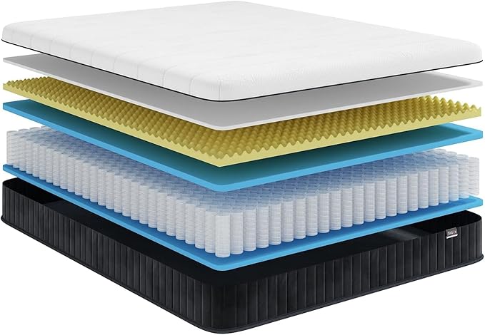 Swbvs Firm Queen Mattress, 12 Inch Memory Foam Firm Queen Mattress Size with Hybrid Queen Bed Mattress in a Box Pressure Relief &Queen Size Mattress