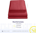 King Size Sheets - Breathable Luxury Bed Sheets with Full Elastic & Secure Corner Straps Built In - 1800 Supreme Collection Extra Soft Deep Pocket Bedding Set, Sheet Set, King, Burgundy