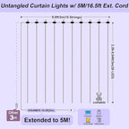 Upgrade 300LED White Curtain Light with Untangled Wires, 9.8ft x 9.8ft Copper Wire String Lights, USB Plug Hanging Window Fairy Lights, 8 Modes & Remote for Home Christmas Wedding Party
