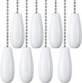 Decorative Ceiling Fan Extension 12 Inches White Wooden Pull Chain Set Ornaments for Light Lamp (Nickel) 8 Pcs