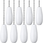 Decorative Ceiling Fan Extension 12 Inches White Wooden Pull Chain Set Ornaments for Light Lamp (Nickel) 8 Pcs