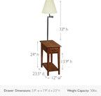 Haven Ridge Solid Wood Side Table with Built-In Swing Arm Lamp and Drawer, Medium Oak Brown, Perfect for Entryways, Living Rooms, and Small Spaces – Leick Home, 9037-MED