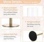 Nuptio Glass Hurricane Candle Holder: Set of 6 Gold Candlestick Holders - Long Stem Taper Candleholders for Christmas Tabletop Centerpiece Fireplace Decor Cylinder Candle Stand Windproof 14" 16" 18"