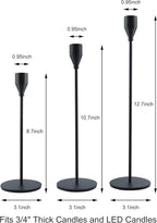 Matte Black Taper Candle Holders, Set of 3 Metal Candlestick Holders for Candle Sticks Holder Decor, Ideal for Mantle Table Centerpiece, Weddings, Dining, Housewarming Gift & Anniversaries