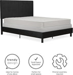 DHP Janford Upholstered Bed, Black Faux Leather, Queen
