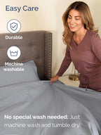 Extra Deep Cal King Sheet Set - 6 Piece Breathable and Cooling Sheets - Hotel Luxury Bed Sheets Set - Easy Fit - Soft, Wrinkle Free and Comfy Sheets Set - Steel Blue Sheet Set with Extra Deep Pockets