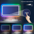 LOAAO 40"X36" LED Bathroom Mirror with Lights, Anti-Fog, Dimmable, RGB Backlit + Front Lighted, Bathroom Vanity Mirror for Wall, Memory Function, Waterproof, Tempered Glass