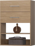 ROOMTEC 25.5" 2 Drawer Short Tower Closet Unit, Modular Closet System with Drawers and Shelf, Wardrobe Organizer for Bedroom or Walk-in Closet, Wall Mounted, Customizable Clothes Storage Unit, Wood