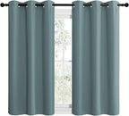 NICETOWN Modern Blackout Curtains Noise Reducing, Thermal Insulated and Privacy Room Darkening Drape Panels for Boy's Guest Room Door Small Short Window (Greyish Blue, 2 Panels, W42 x L48 -Inch)