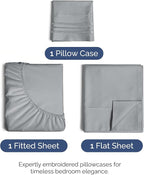 Twin Size 3 Piece Sheet Set - Comfy Breathable & Cooling Bed Sheets Set - Hotel Luxury Bedding for Women, Men, Kids, Teens, Boys & Girls - Deep Pockets, Soft and Wrinkle Free - Oeko-Tex - Steel Blue