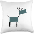 Cute Scandinavian Animals Designs Chic Deer Moose Scandinavian Elk Minimalism Reindeer Throw Pillow, 18x18, Multicolor