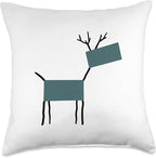 Cute Scandinavian Animals Designs Chic Deer Moose Scandinavian Elk Minimalism Reindeer Throw Pillow, 18x18, Multicolor