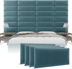 Vänt Upholstered Wall Panels - King/Cal King Size Wall Mounted Velvet Headboards - Velvet Antique Blue - Twin/King - Set of 4 Panels (Each Individual Panel 39"x11.5")