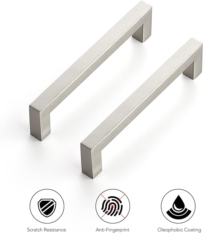 Ravinte 20 Pack 5 Inch Square Cabinet Handles - Satin Nickel Pulls, Brushed Nickel Drawer Pulls, Kitchen Hardware for Cabinets, Cupboards, Drawers
