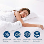 ELEMUSE Cal King Size Extra Thick Fusion Goose Down Feather Filled Mattress Topper, Plush Fluffy Double Layer Pillowtop Mattress Pad Cover, Soft Featherbed with 8-21 Inch Deep Pocket