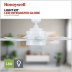Honeywell Ceiling Fans Xerxes Modern 62 Inch Ceiling Fan with Light, Remote Control Fan, LED Indoor Fan with 8 Blades, White and Gray Wash Blade Finish Options, White (51628-01)