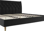Novogratz The Her Majesty Upholstered Bed, King, Black Velvet