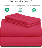 LuxClub 4 PC Sheet Set Bed Sheets Deep Pockets 16" Eco Friendly Wrinkle Free Cooling Machine Washable Hotel Bedding Silky Soft - Red California King