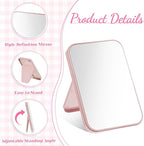 SHENLIU 12 Pack 8" Desktop Makeup Mirror, Portable Folding Vanity Mirror with Stand, 90° Adjustable High-Definition Glass 4 Colors for Travel Bathroom Women Beauty