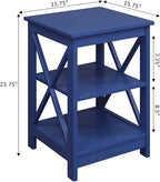Convenience Concepts Oxford End Table 15.75" - Modern Living Room Table with Storage Shelves, Transitional Nightstand Side Table for Home Decor and Display, Cobalt Blue