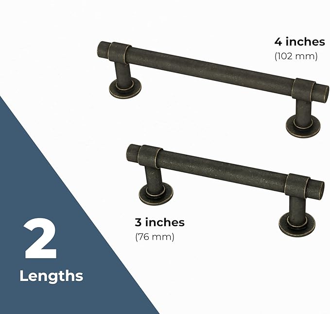 Franklin Brass - Francisco Warm Chestnut Cabinet Handles 4 Inch (4") Hole Center Pulls | Easy Install, Durable Hardware for Kitchen Cabinet Door, Drawers, Dresser Pull, Furniture (10 Pack)