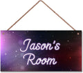 Personalized Outer Space Sign Universe Themed For Kids Room Nursery Baby Playroom Door Art Décor For Little Man Cave,Custom Name Stars Wall Decor Decorative Plate for Boys Room Girls Bedroom