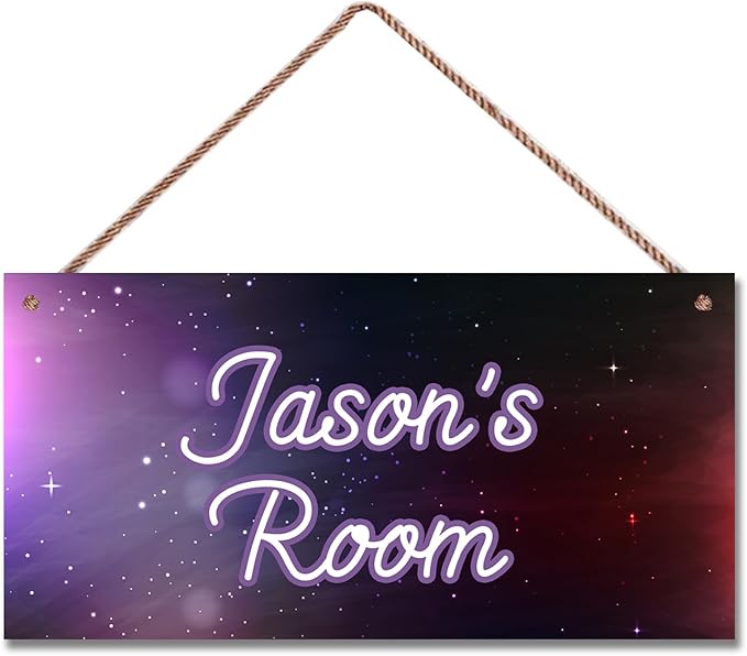 Personalized Outer Space Sign Universe Themed For Kids Room Nursery Baby Playroom Door Art Décor For Little Man Cave,Custom Name Stars Wall Decor Decorative Plate for Boys Room Girls Bedroom