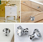 40mm Kitchen Cabinet Knobs Drawer Pull Handle Hardware, Crystal Clear Glass Round Diamond Shape Dresser Closet Bi-fold Door Bathroom Cupboard Desk Nightstand Furniture Decorative Drawer Knobs （12PCS）