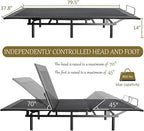 SHA CERLIN Split King Size Adjustable Bed Base/Bed Frame with Motorized Head and Foot Incline,Zero-Gravity,Wireless Remote,Wood Board Support (Only Base)