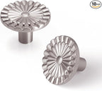 Brushed Nickel Cabinet Knobs 10 Pack Round Sunflower Dresser Drawer Hardware Furniture Cupboard Handles for Bathroom Single Hole Knob Kitchen SH-BN-K10