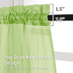 OVZME Sheer Curtains 84 Inches Long 2 Panels Set, Light Filtering Transparent Lightweight Soft Window Treatment Panels for Study Room Living Room Guest Room, Each 42W x 84L Inches, Lime