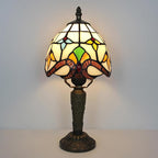 Tiffany Small Lamp Baroque Stained Glass Table Lamp 3 Way Color-Temparetures Bedside Nightstand Table Lamps for Bedroom Living Room Home Office Desk Light W/LED Bulb 6X6X12.5Inch