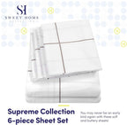 Full Size Bed Sheets - 6 Piece 1500 Supreme Collection Fine Brushed Microfiber Deep Pocket Full Sheet Set Bedding - 2 Extra Pillow Cases, Great Value, Full, Window Pane White