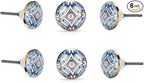 Perilla Home Set of 6 Aster Knob Ceramic Decorative Round Knobs for Home Kitchen Cabinet Vintage Hardware Cupboard Door Dresser Wardrobe Drawer Pulls (Blue)
