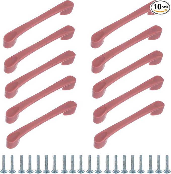 uxcell 10 Pack Plastic Cartoon Drawer Pulls, 5" ABS Closet Wardrobe Door Handle Furniture Accessory for Home Kitchen Cupboard, Pink