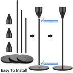 Set of 18 Tall Candlestick Holders Thin Metal Taper Candle Holders for Table Centerpiece Modern Decorative Pillar Candle Sticks Stand for Home Wedding Christmas Decoration(Black)