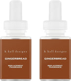 Pura & K. Hall Designs Home Scent Refill - Smart Home Air Diffuser - Up to 120-Hours of Premium Fragrance per Refill - Household Essential - Clean Diffuser Fragrance - 2 Pack, Gingerbread
