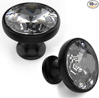 Asidrama Matte Black Kitchen Cabinet Knobs - 10 Pack Clear Crystal Drawer Knobs for Dresser and Cabinet Hardware