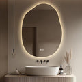 LED Bathroom Mirror with Lights 24x32, Stepless Dimmable Irregular Backlit Mirror with 3 Colors, Anti-Fog, Memory, Al-Alloy Lampshade, Frameless Smart Mirror for Bathroom (Horizontal/Vertical)