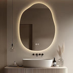 LED Bathroom Mirror with Lights 24x32, Stepless Dimmable Irregular Backlit Mirror with 3 Colors, Anti-Fog, Memory, Al-Alloy Lampshade, Frameless Smart Mirror for Bathroom (Horizontal/Vertical)