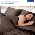DREAMCARE King Size Sheets Set – 4 pcs Cooling Sheets – up to 21” Deep Pocket King Sheet Set – Hotel Luxury Sheets & Pillowcases – Superior Softness 100% Microfiber with Side Pocket - Mocha Brown