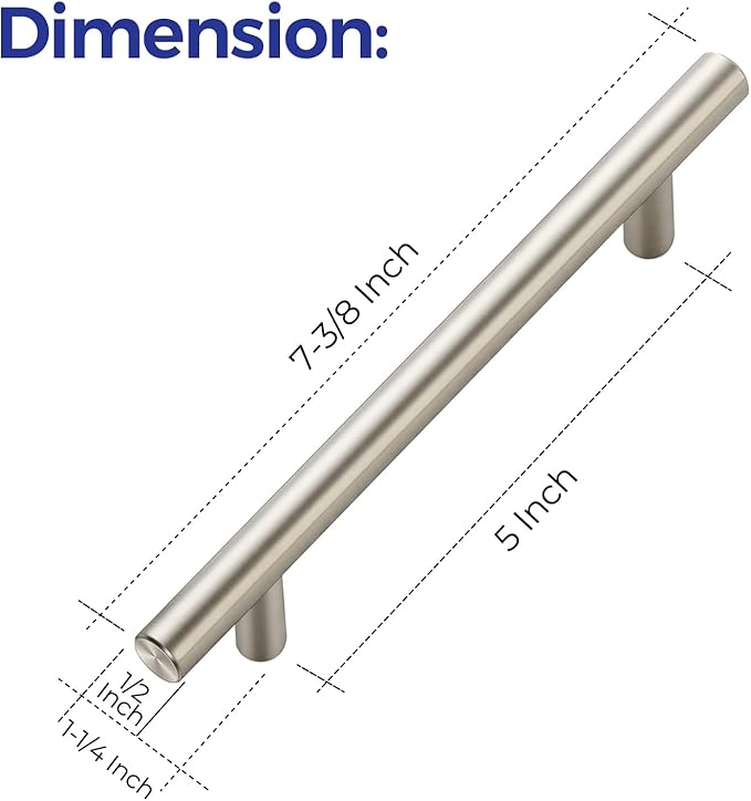 Ravinte 45 Pack 7.38 inch Cabinet Pulls Brushed Nickel Stainless Steel Kitchen Cupboard Handles Cabinet Handles, 5 inch Hole Center